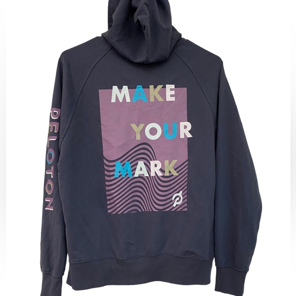 Peloton distressed faded navy half zip mark your mark - Picture 2 of 6